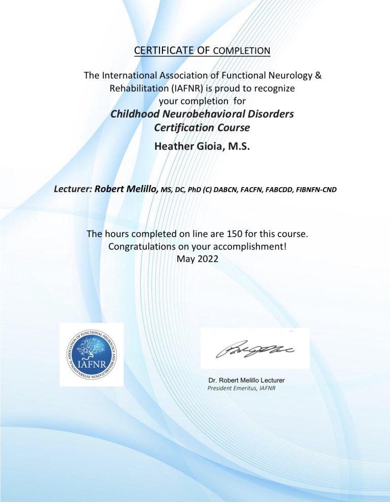 Childhood IAFNR Certificate