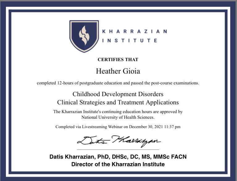 Childhood Development Disorders Certificate Kharrazian Institute