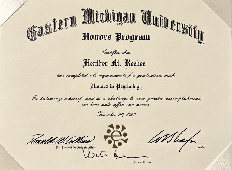 Honors In Psychology Certificate